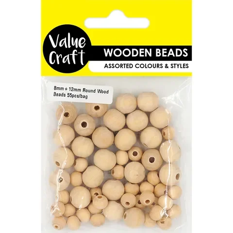 Bead Wood Round 12 8mm Natural