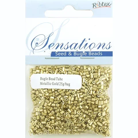 Beads Bugle Glass Tube Met Gold