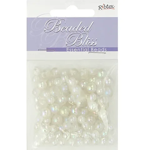 Beads Plastic Round 6- 8m Wht AB