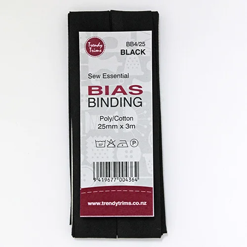 Bias Binding 25mm H/sell Black