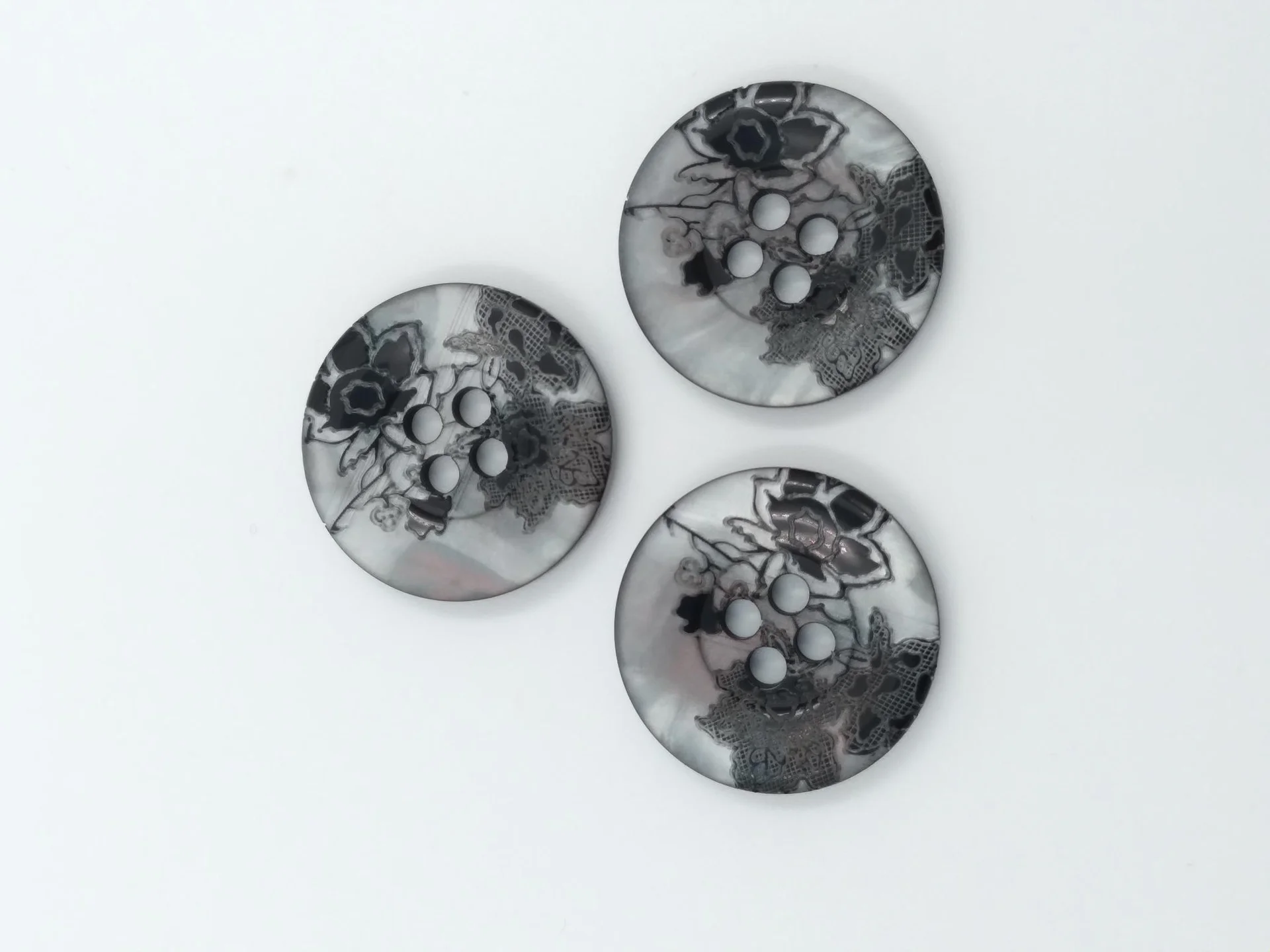 Button 15345 28l Grey Blk Floral