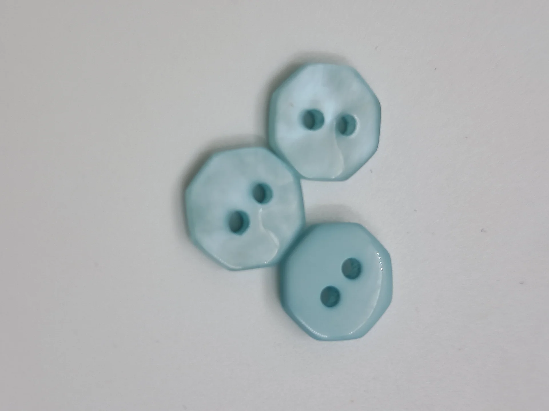 Button Octagon 10mm Light Aqua