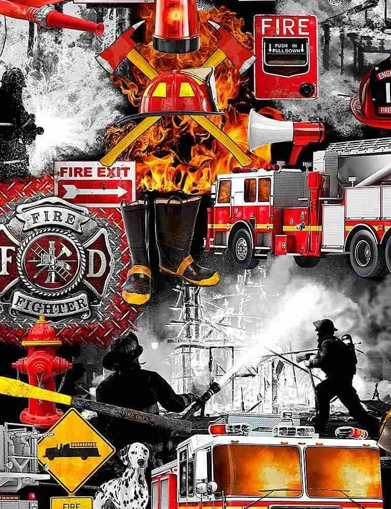 Children Fire Scene With Signs