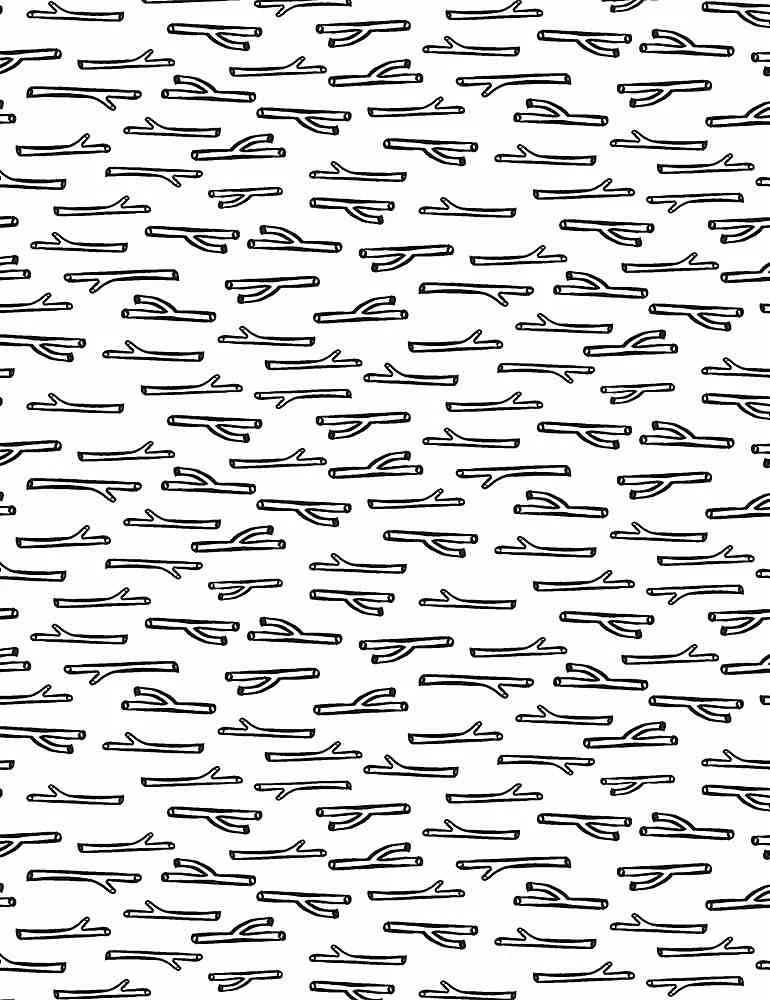 Dear Stella Harvest Moon Black Twigs/Logs on White