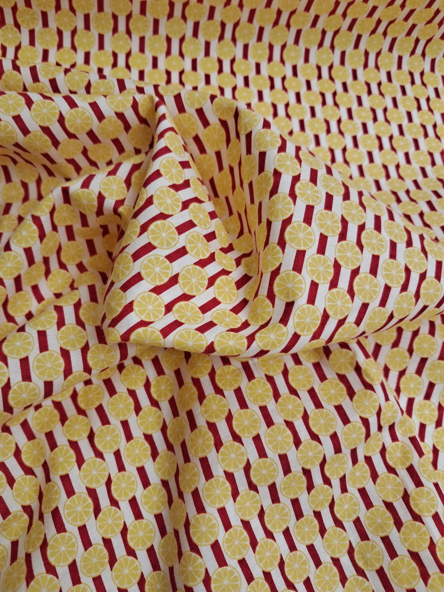 Fabric 7CL - 2 Lemon Red Stripe