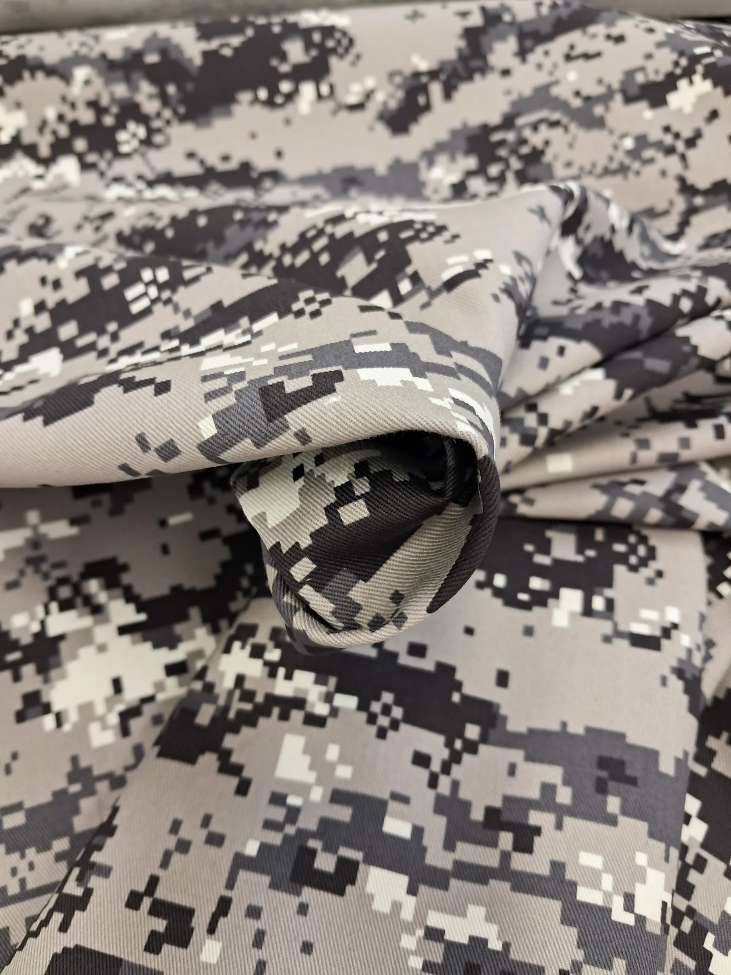 Fabric Camo Drill Grey White