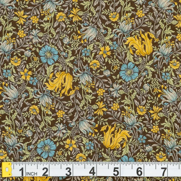 Fabric Corduroy Brown Floral