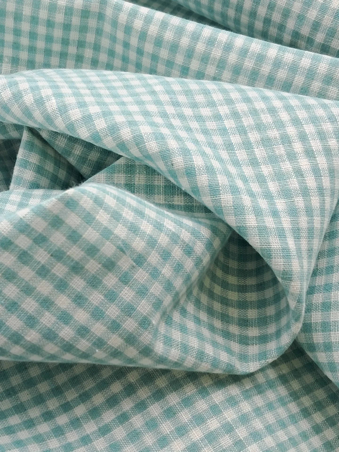 Fabric Cotton Linen Gingham Mint