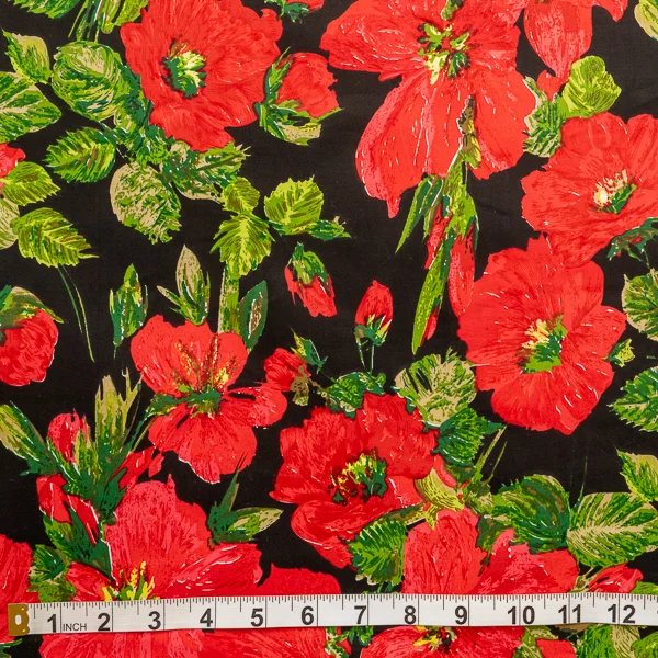 Fabric Cotton Sateen Red Black Green