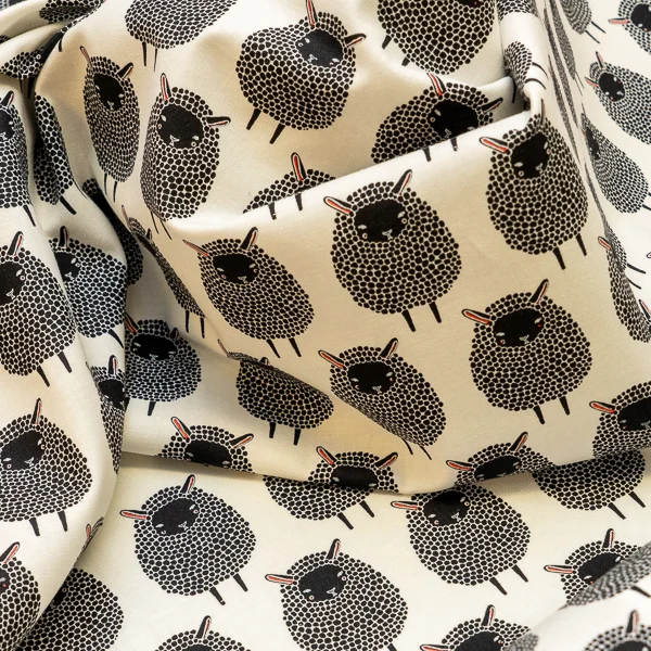 Fabric Craft Cotton Black and White Sheep