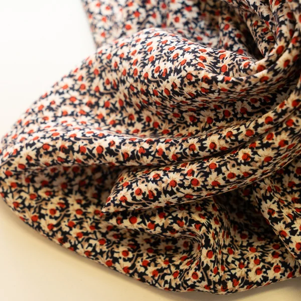 Fabric Daisy Floral Crepe Navy