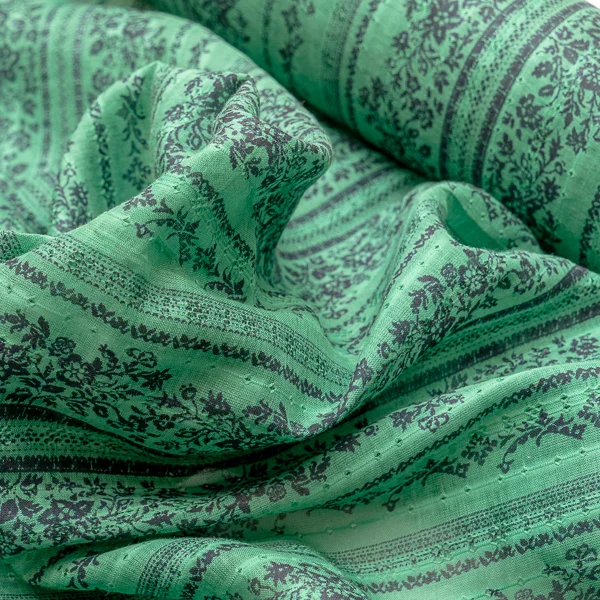 Fabric Emerald Navy Striped Floral