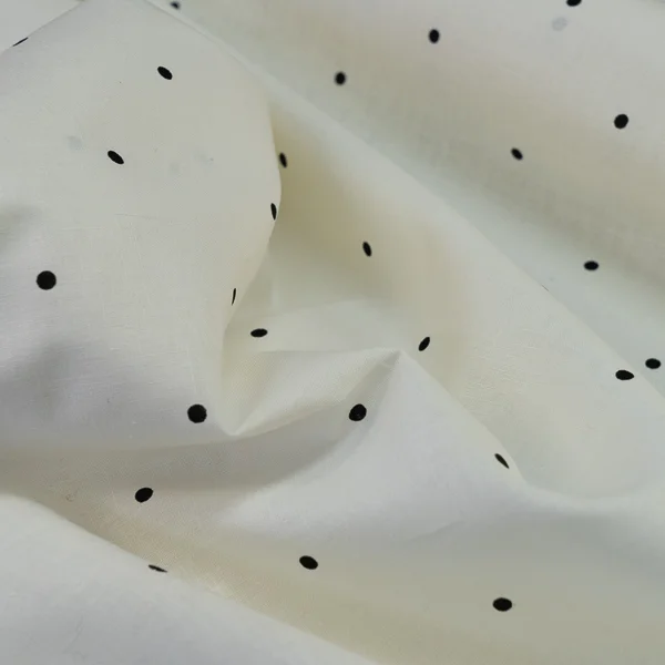 Fabric Marko Cream Black Spot Linen