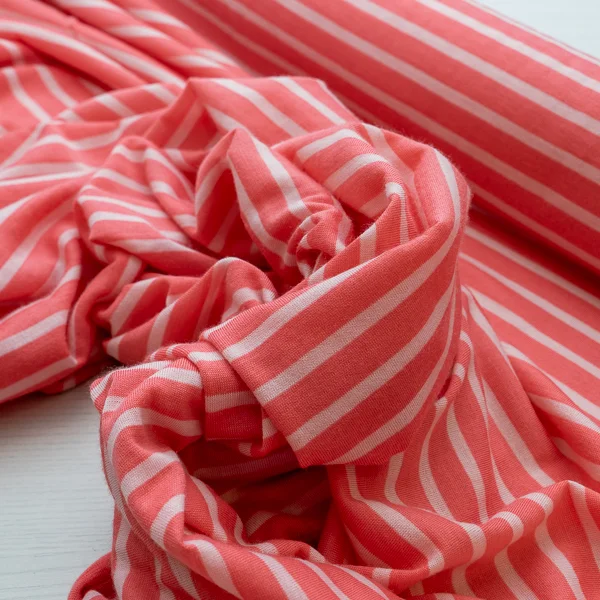 Fabric Merino Pink Coral Stripe
