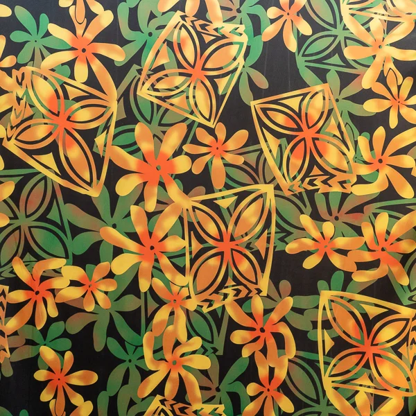 Fabric Pacific Print Green Yellow Knit