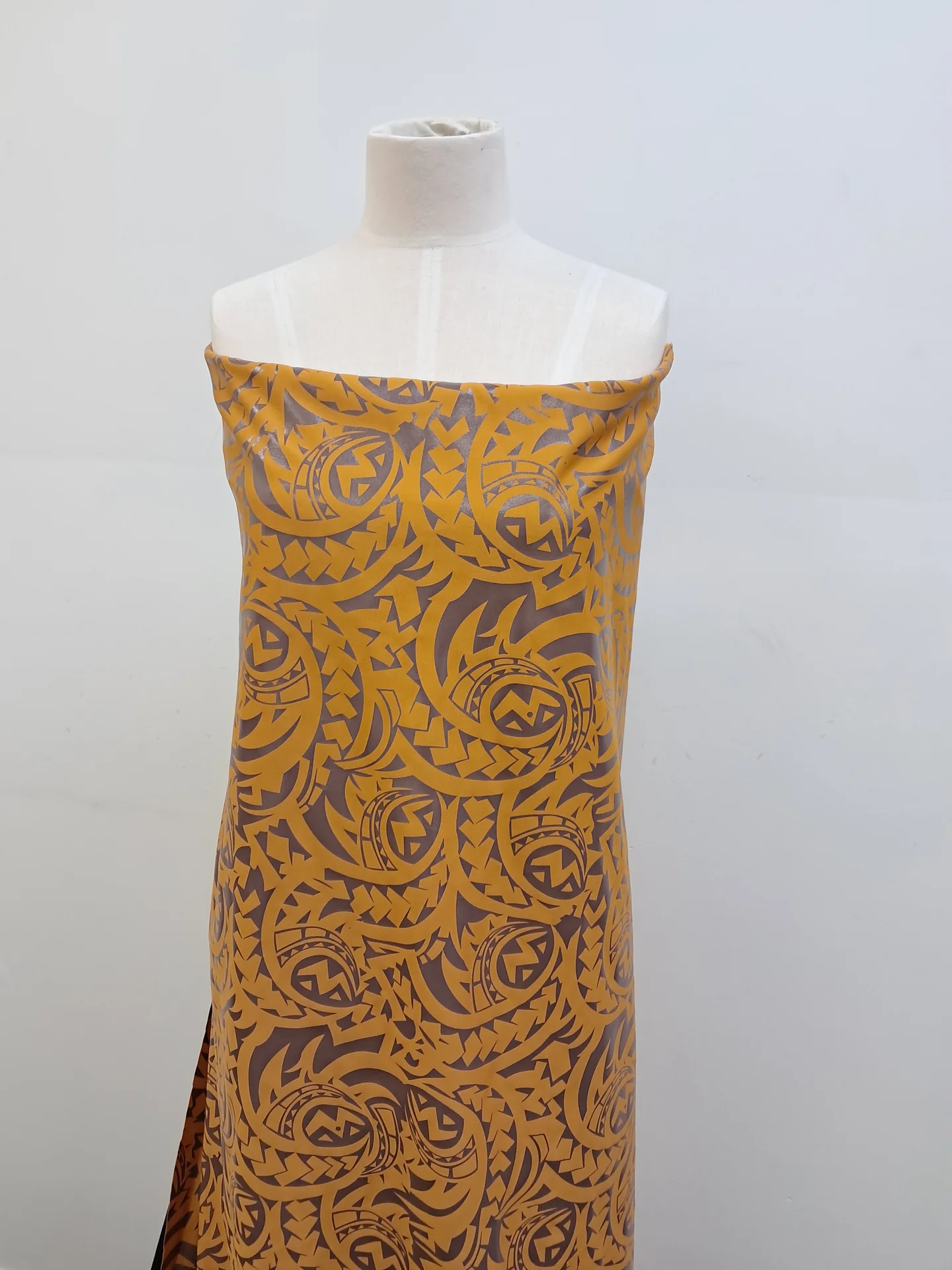 Fabric Print Stretch Mustard Brown