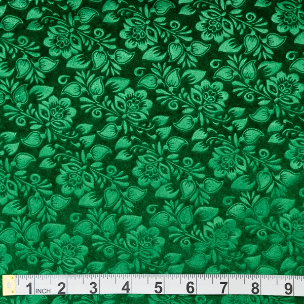 Fabric Printed Velvet Green