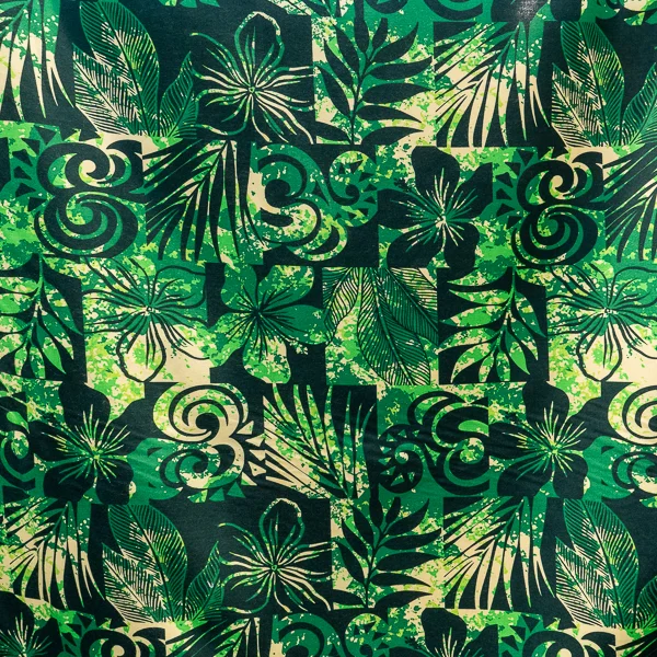 Fabric Rayon Pacific Prt 1 Greens