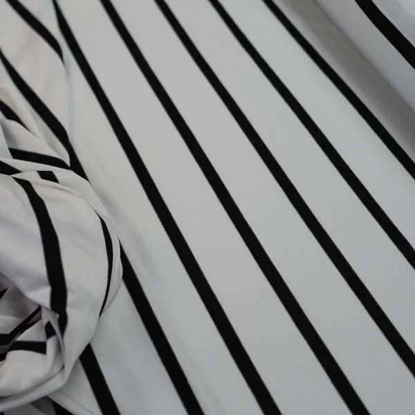 Fabric Stripe Knit K 3676 White Black