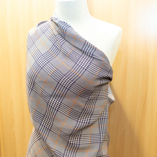 Fabric Viscose Rayon Check Purple