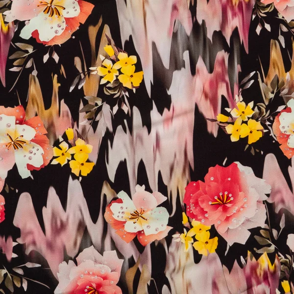 Fabric Viscose Rayon Pink Floral