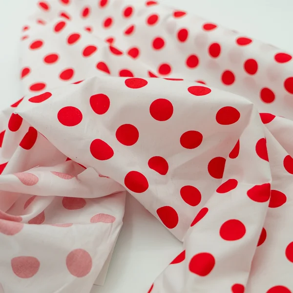 Fabric W1751 10cent Spot Wht Red