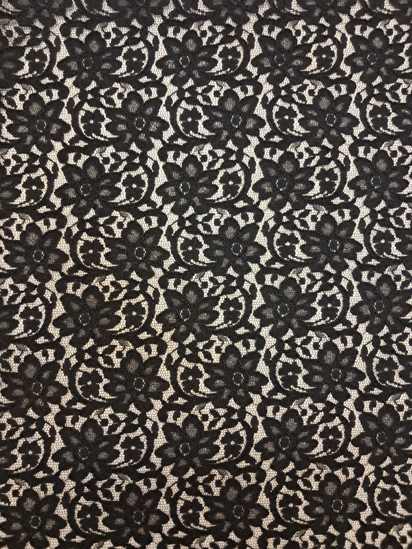 Fabric W2445 Black Lace 1 Way Stretch