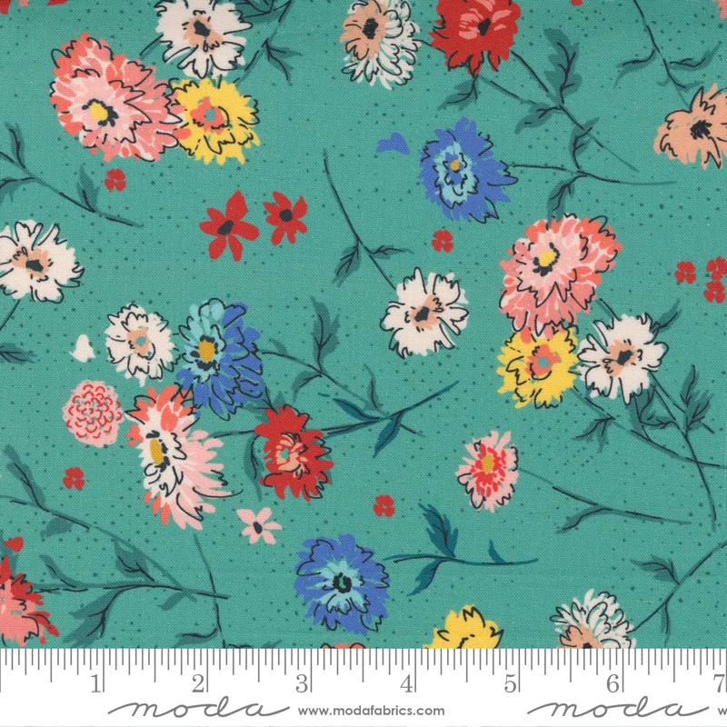 Flowers Lady Bird Full Bloom Teal