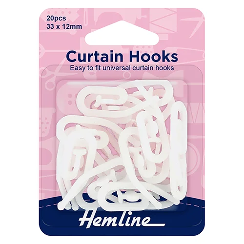 Hemline Curtain Hooks 33x 12mm x 20 pieces
