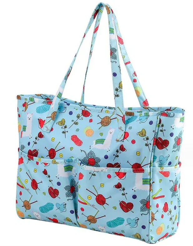 Knitting Bag Blue Satchel Style