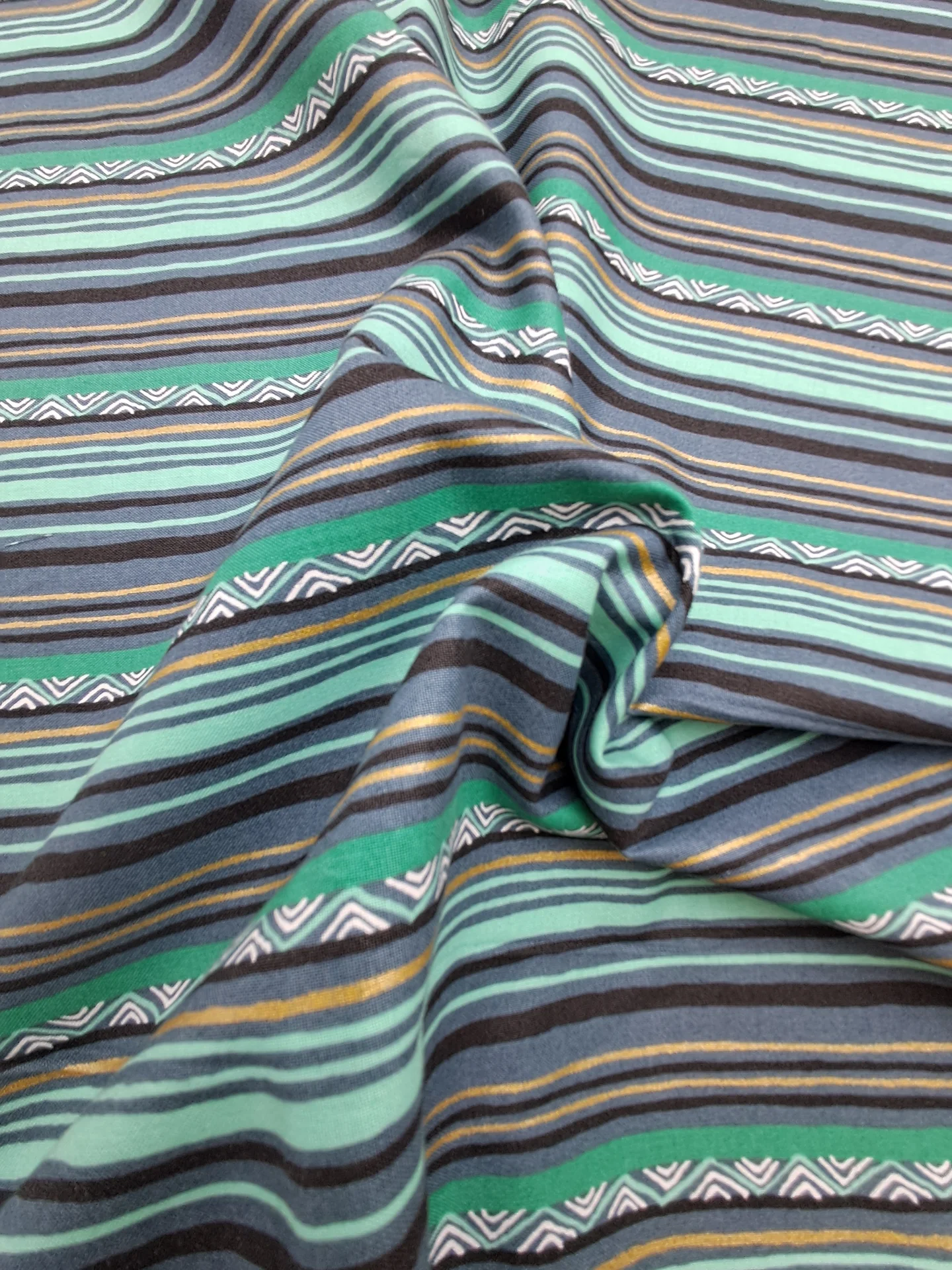Metallic Nature Stripe Gold Teal