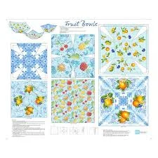 Patchwork Panel Fruit Bowls Blue