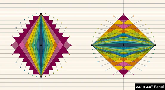 Patchwork Panel Geometric Colours With String