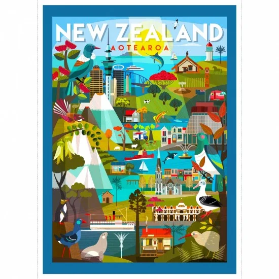 Patchwork Panel Kiwiana 82220 1 Kiwi Tour