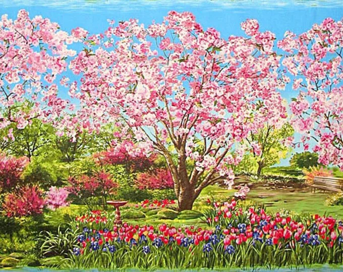 Patchwork Panel Landscape Floral Blossom