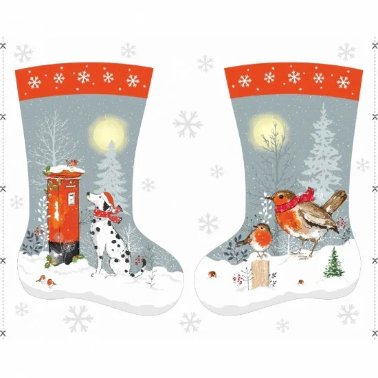 Patchwork Panel Large Stocking Winter Moon Scene