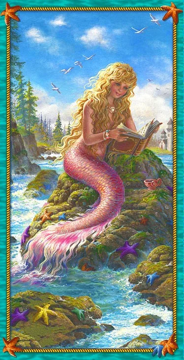 Patchwork Panel Reading Mermaid