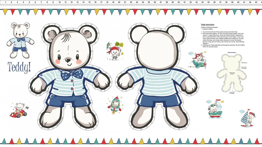 Patchwork Panel Teddy Adventure Toy