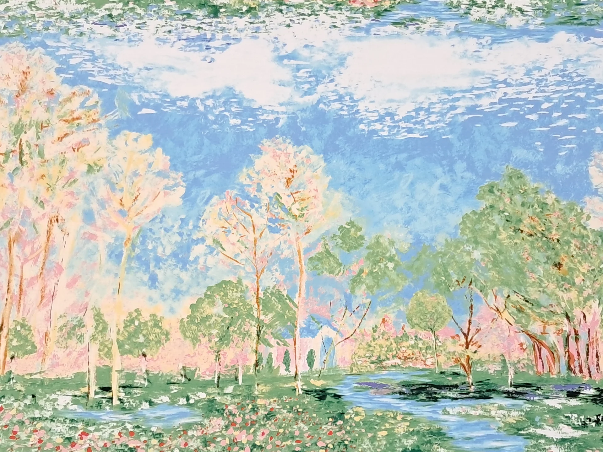Patchwork Panel Tribut To Monet Tree Scene