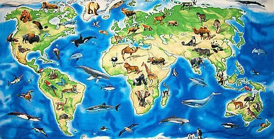 Patchwork Panel World Atlas Animals