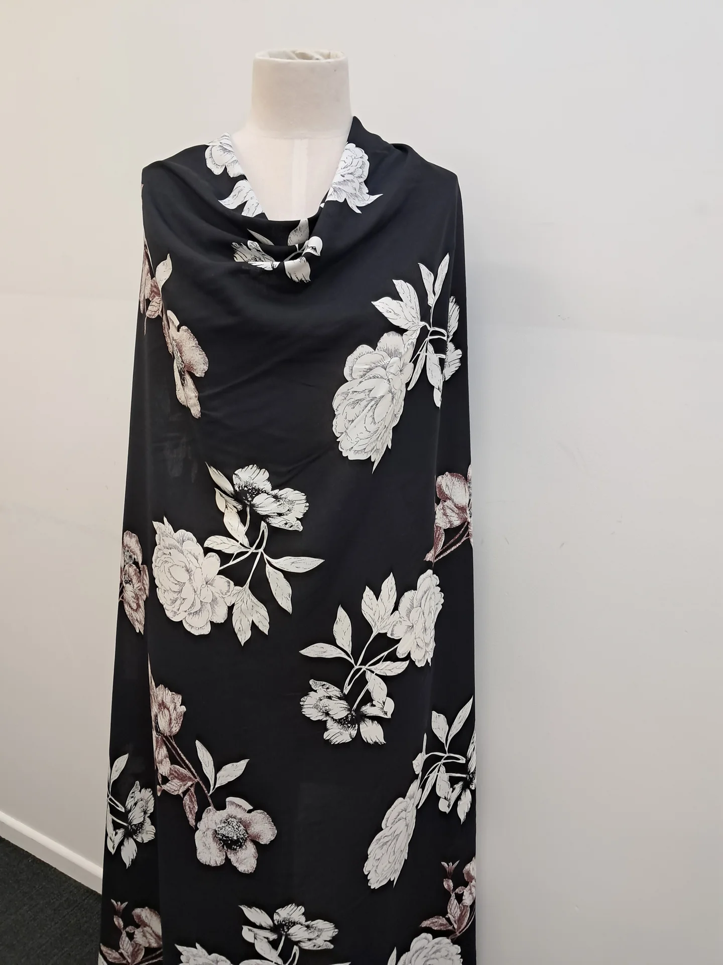 Printed Rayon 1 Black Large Floral