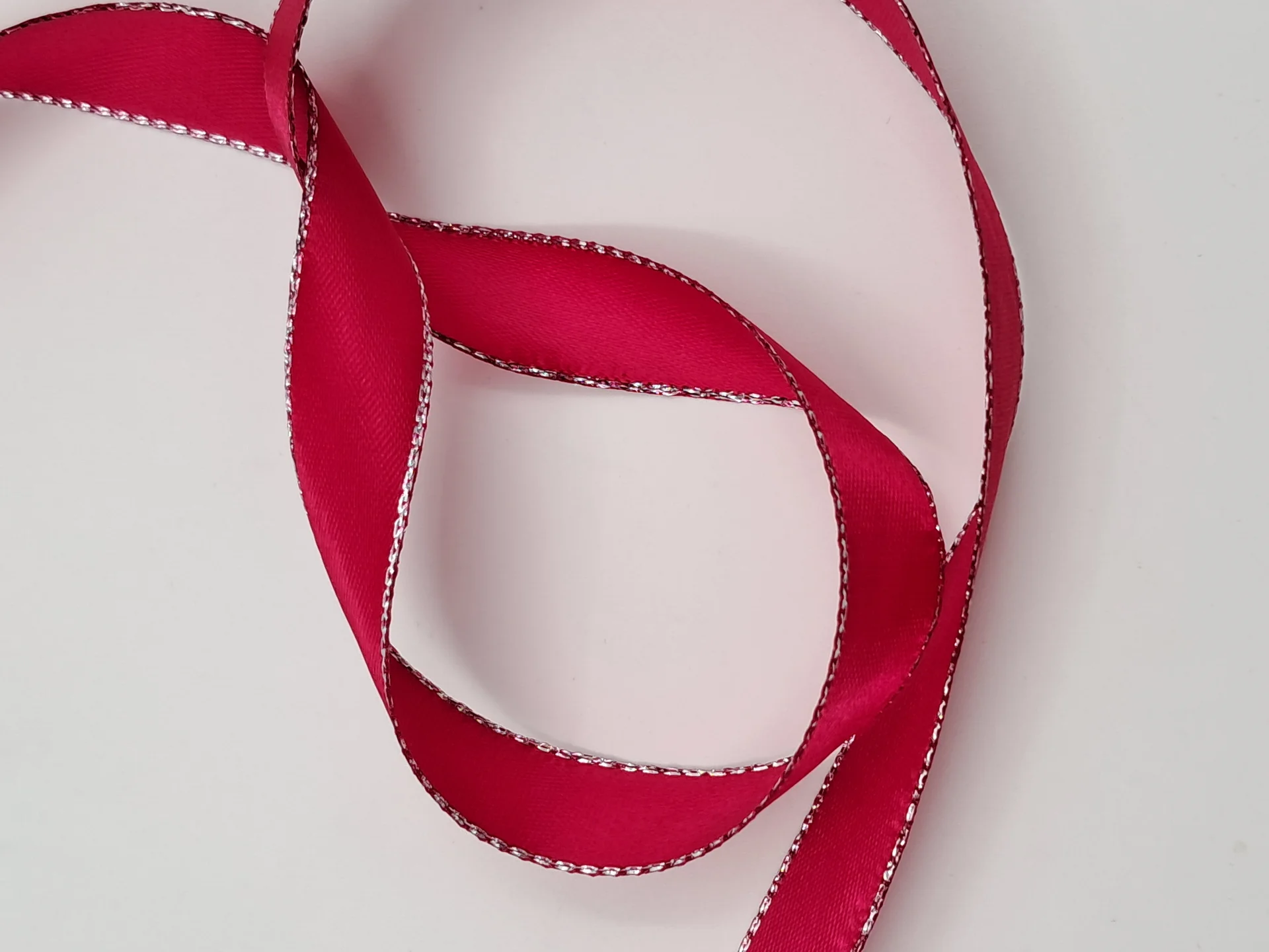 Ribbon 15mm Hot Pink Satin Silver Edge