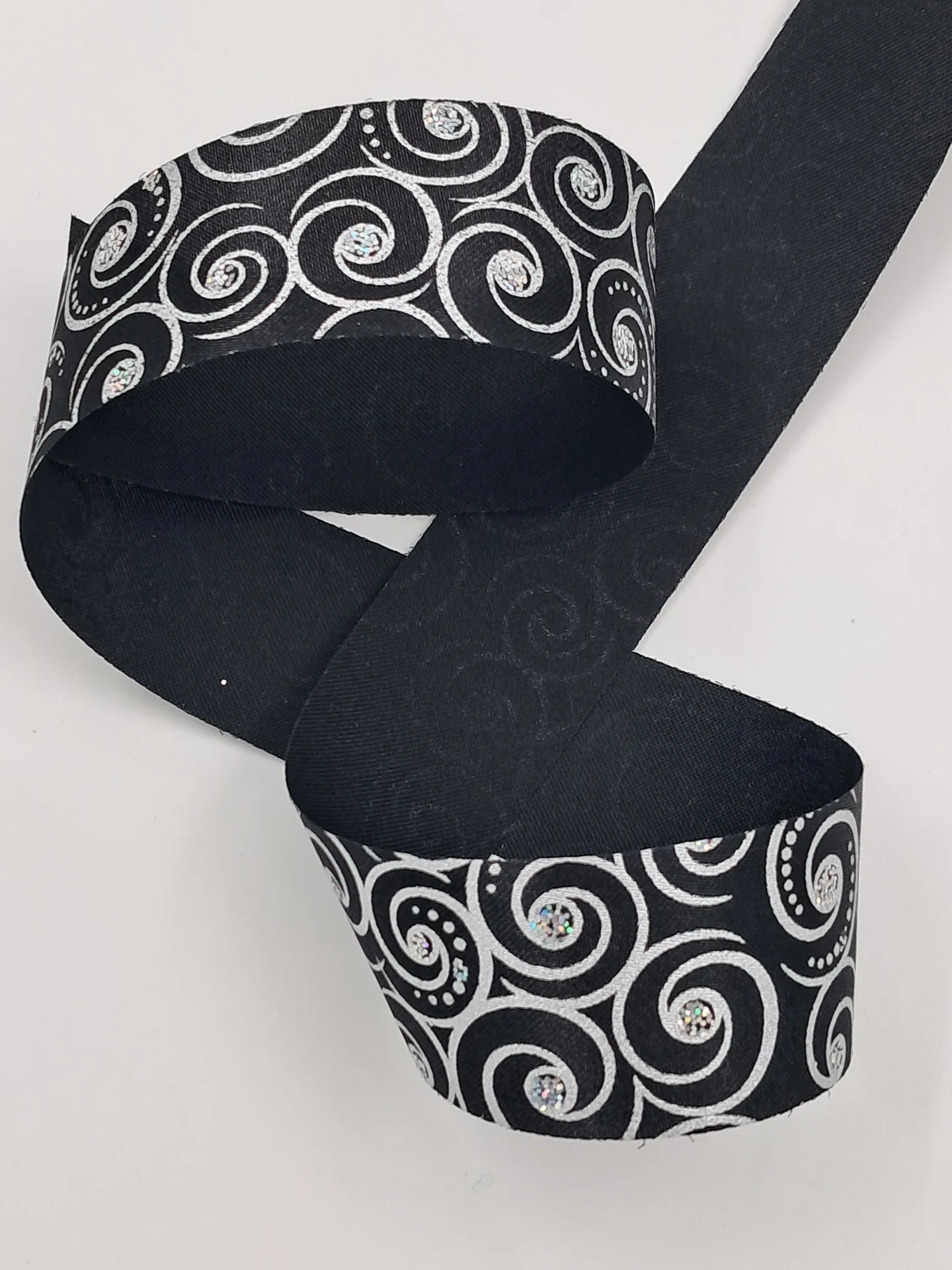 Ribbon Black Sliver Scroll 38mm