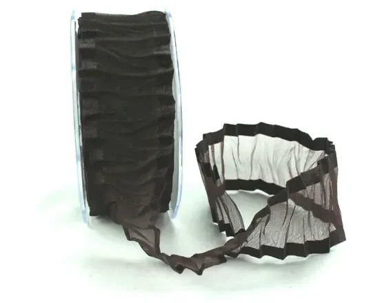 Ribbon Crinkle Satin Edge Dark Chocolate 38mm