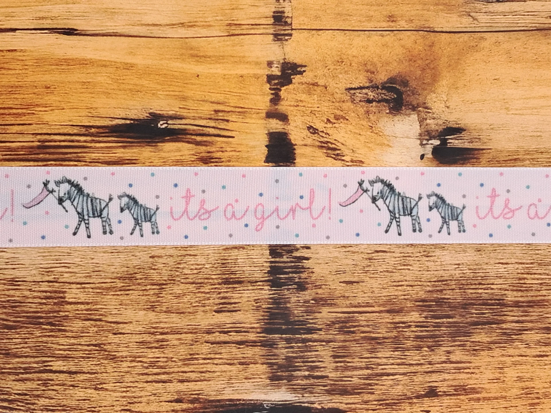 Ribbon Its A Girl Pale Pink 25mm