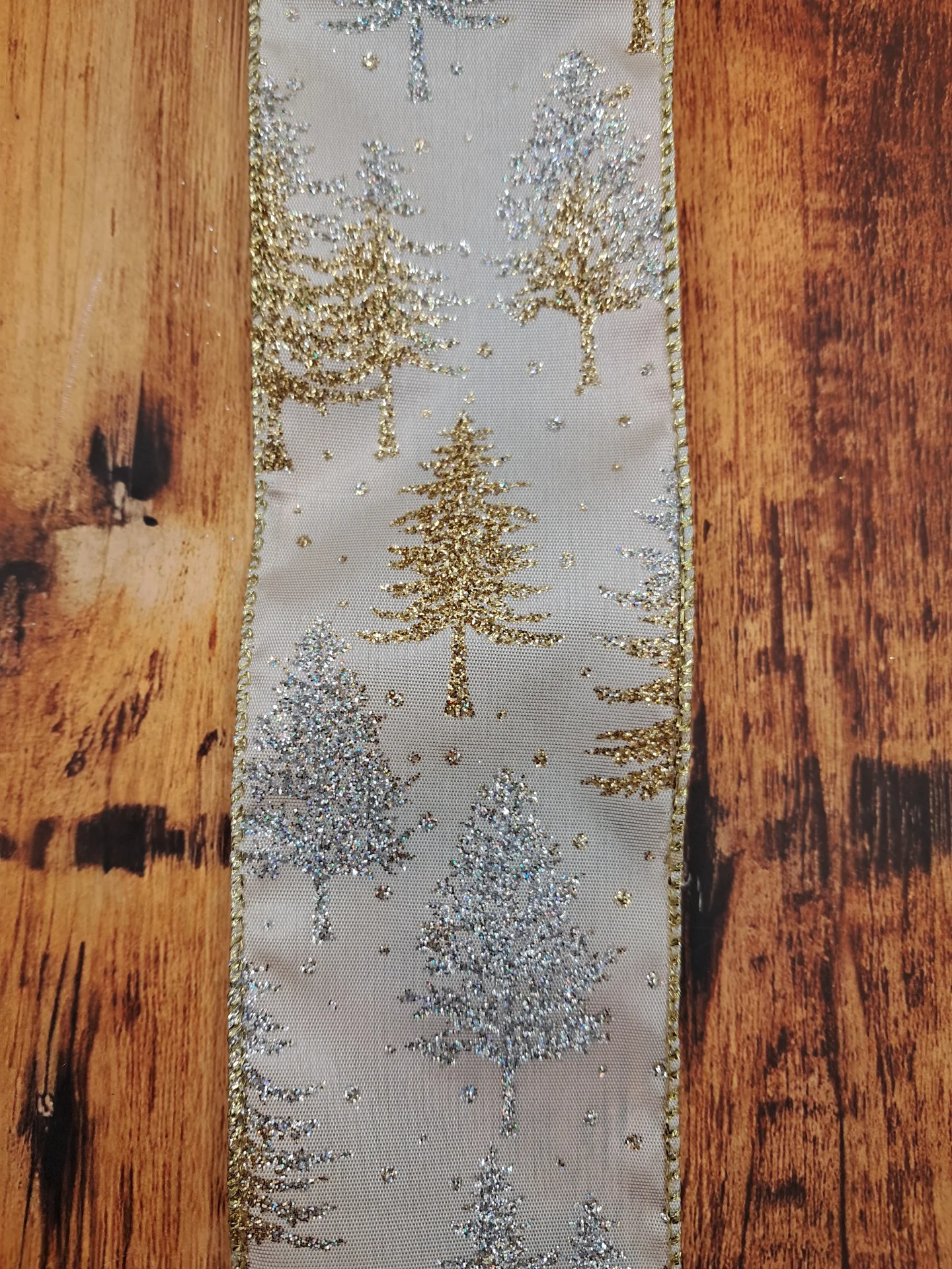 Ribbon Silver Gold Glitter Trees