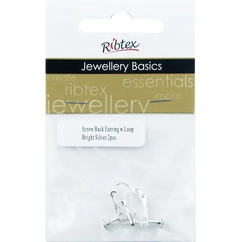Ribtex Earring Screw Back Silver