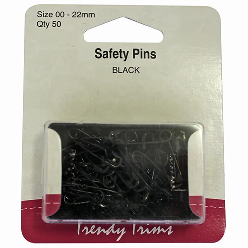 Safety Pins Black Per Packet Size 00 Black