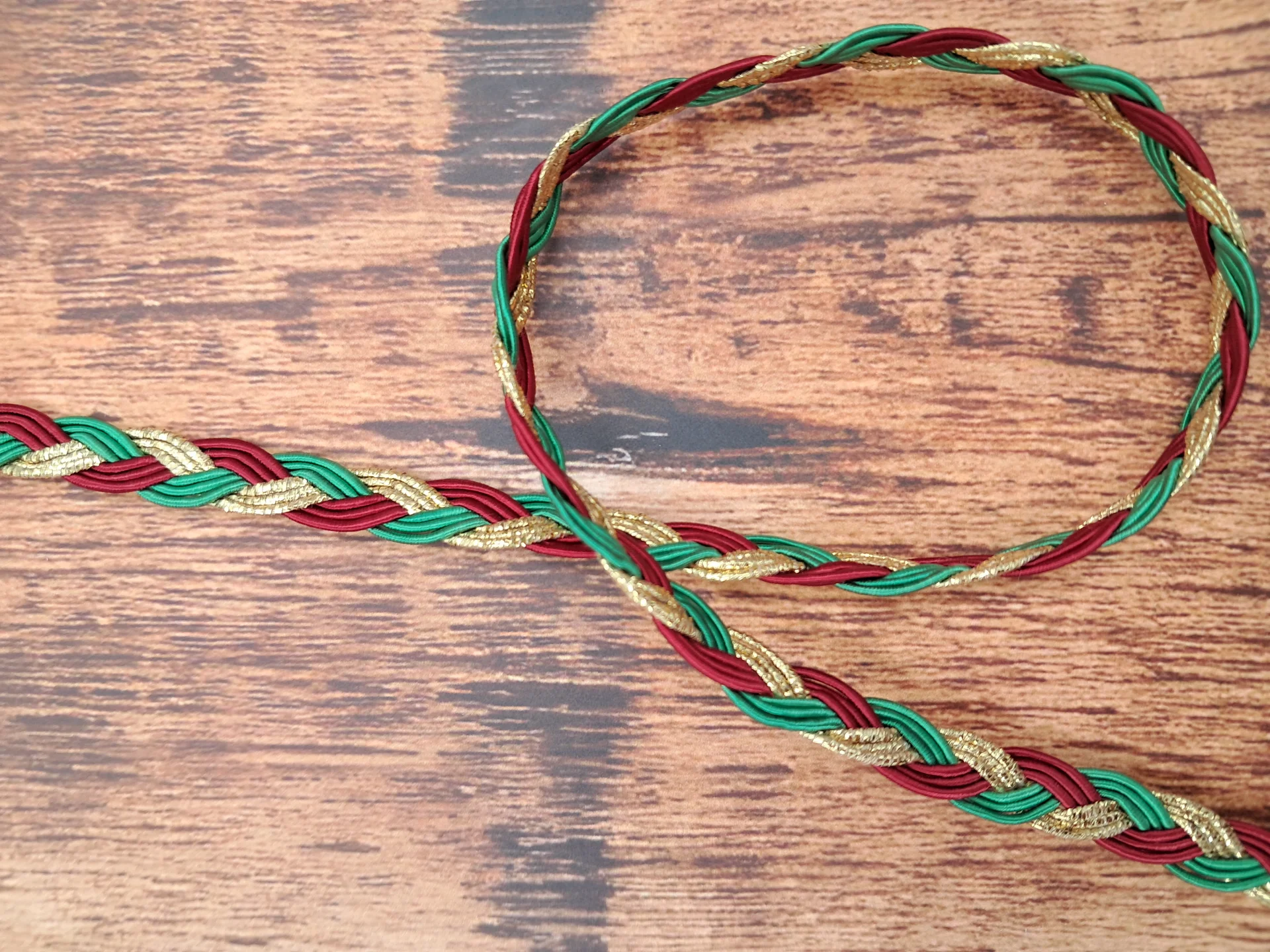 Trim Plaited Green Red Gold 75622