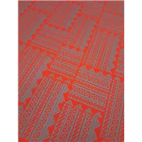 Pasifika Stretch Metallic Print Red Grey